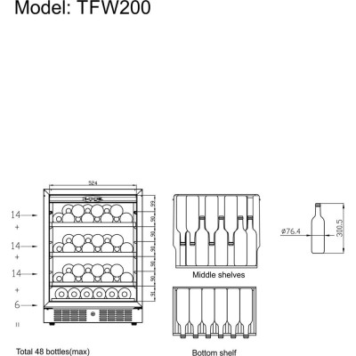Шафа холодильна для вина TEFCOLD TFW200-S