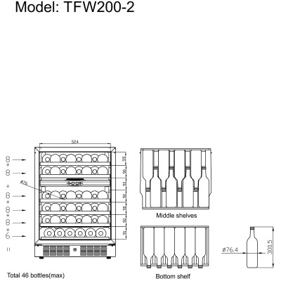 Шафа холодильна для вина TEFCOLD TFW200-2F