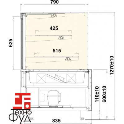 Витрина кондитерская GASROLINE CUBE 1.3W