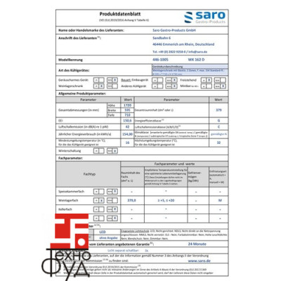 Винный шкаф SARO WK 162D