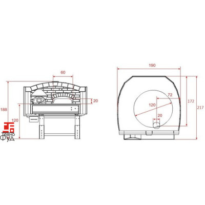 Дровяная печь для пиццы с вращающейся камерой DR 120