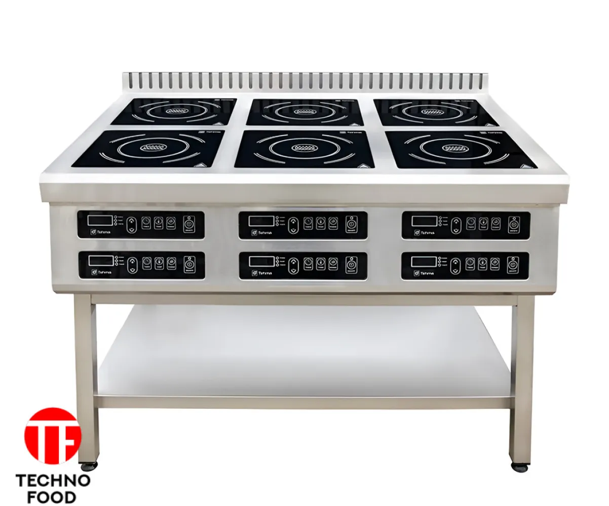 Плита индукционная 6-ти конфорочная напольная, ширина 900 мм, 6Х3,5 кВт Tehma