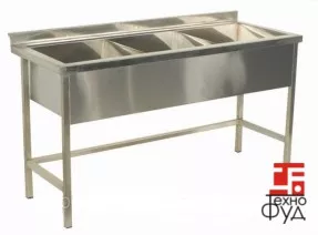 Ванна моечная сварная трехсекционная 1800х600х850